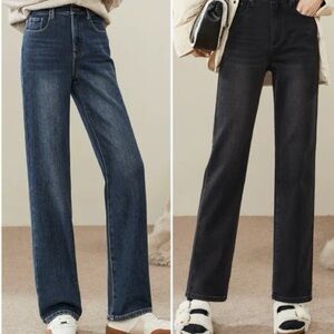 Fleece-Lined Black Jeans